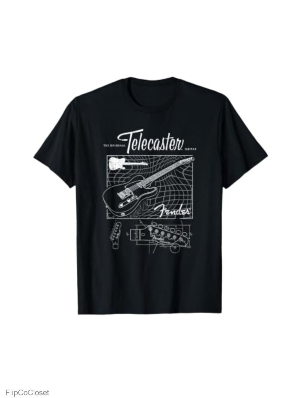 Fender Telecaster Guitar Schematic Poster Graphic Tee Classic Fit